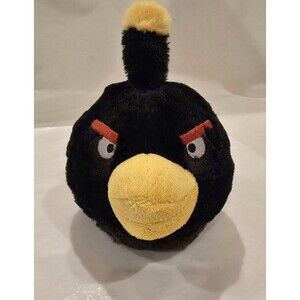 2010‎ Angry Birds Bomb Black Bird Plush Stuffed Toy 6"  Rovio Commonwealth Promo